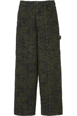 Marc Jacobs Monogram-print distressed wide-leg jeans
