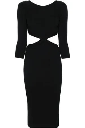 Elisabetta Franchi Geripptes Midikleid mit Cut-Outs