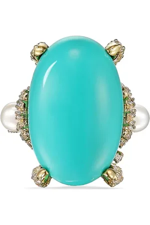 Anabela Chan 18kt Mermaid Gelbgold-Cocktailring mit Türkis