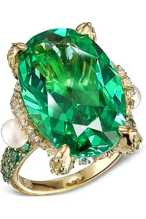 Anabela Chan 18kt Gelbgoldvermeilring mit Perlen und Turmalin