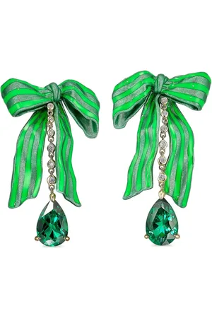 Anabela Chan 18kt weißvergoldete Bardot Bow Ohrringe mit Smaragd und Diamanten