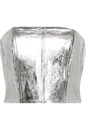 DAVID KOMA Kurzes Bandeau-Top aus Leder