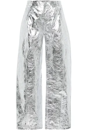 DAVID KOMA Wide-Leg-Hose in Metallic-Optik