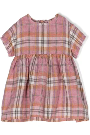 Il gufo Leinenkleid mit Karomuster