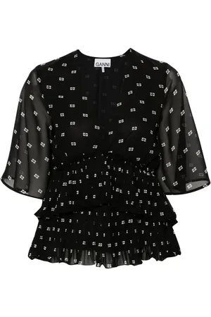 Ganni Bluse mit grafischem Print