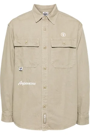 A Bathing Ape Jeanshemd mit Logo-Applikation