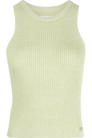 Izzue Geripptes Trägershirt mit Logo-Schild