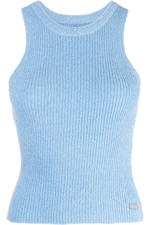 Izzue Geripptes Trägershirt mit Logo-Schild
