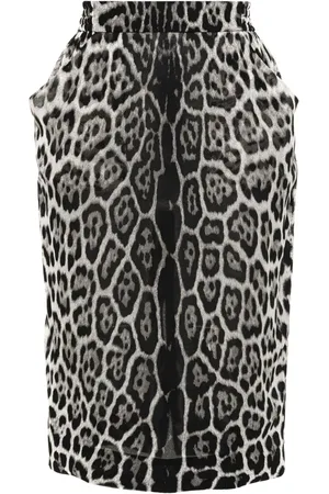 Saint Laurent Seidenrock mit Leoparden-Print