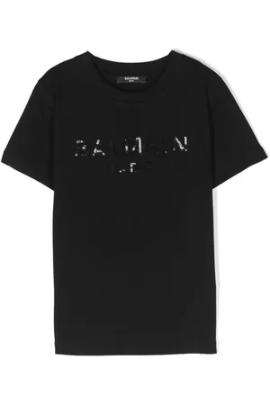 Balmain T-Shirt mit Pailletten-Logo