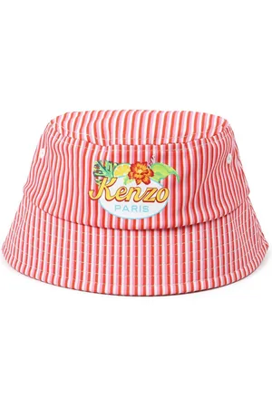 Kenzo Gestreifter Fischerhut mit Logo-Print