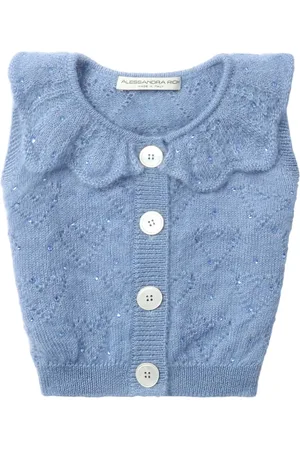 Alessandra Rich Cropped-Stricktop mit Rüschenkragen
