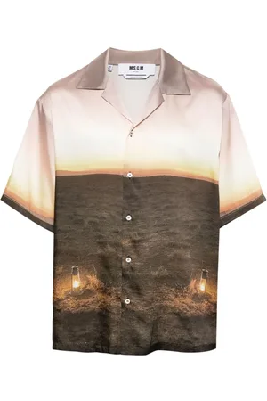Msgm Satinhemd mit grafischem Print