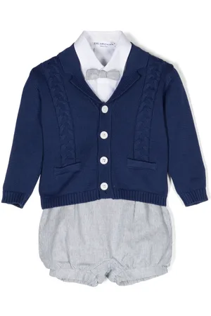 COLORICHIARI Set aus Cardigan und Shorts mit Nadelstreifen