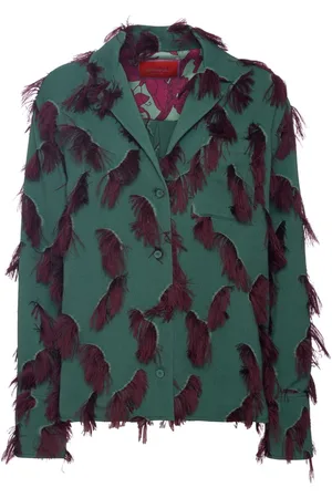 La DoubleJ Milano Cropped-Jacke mit Federn