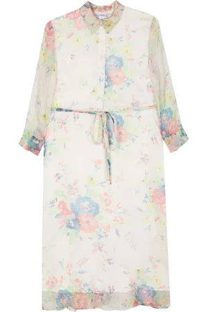 Aspesi Seiden-Midikleid mit Blumen
