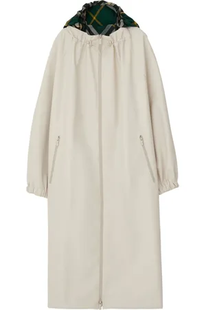 Burberry Gabardine-Parka mit karierter Kapuze