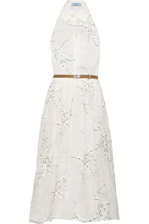 Prada Midikleid mit Blumenstickerei