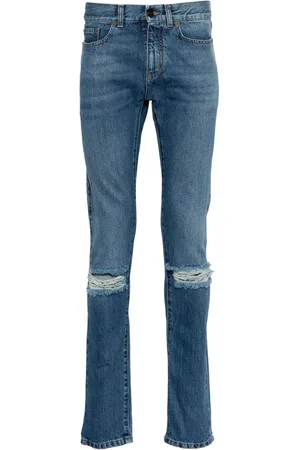 Saint Laurent Schmale Jeans mit Distressed-Detail