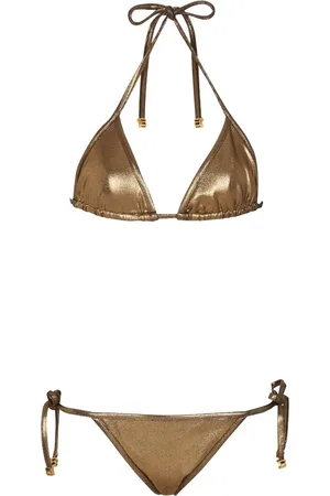 Balmain Triangel-Bikini im Metallic-Look