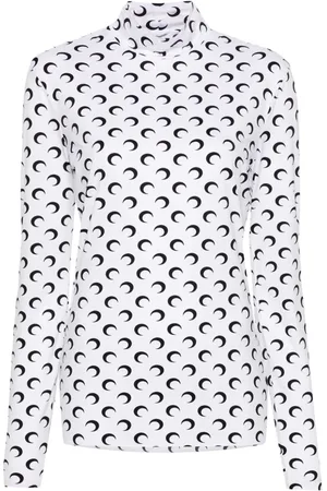 Marine Serre Stehkragen-T-Shirt mit Mond-Print