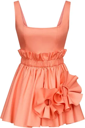 AREA Gerüschtes Minikleid mit Blumenapplikation