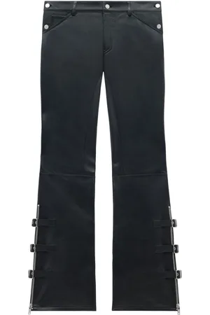 Courrèges Ausgestellte Lederhose mit Schnalle