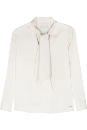 Calvin Klein Bluse mit Schleifenkragen