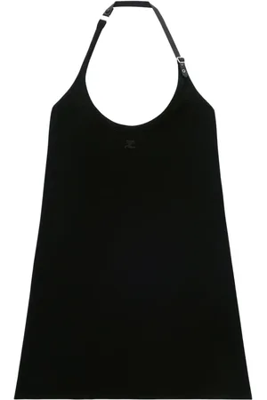 Courrèges Neckholder-Minikleid mit Logo-Patch