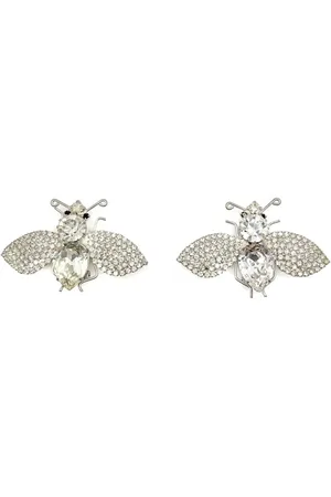 JENNIFER GIBSON JEWELLERY Vintage Statement Crystal Bee Earrings 1980s