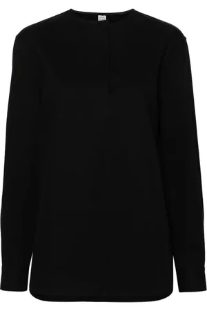 Totême Collarless twill shirt