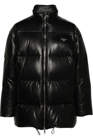 Prada Daunenmantel mit Logo-Schild