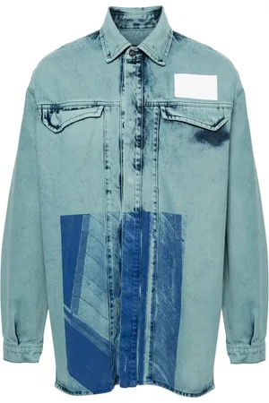 A-cold-wall* Jeanshemd mit abstraktem Print