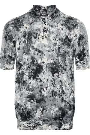 AVANT TOI Geripptes Poloshirt mit abstraktem Print