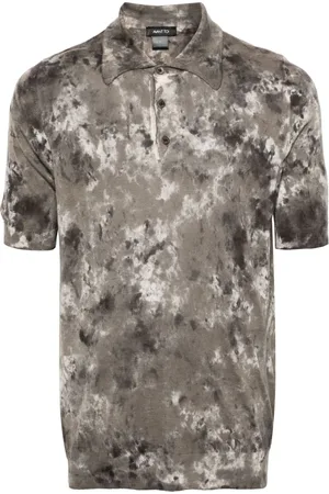 AVANT TOI Geripptes Poloshirt mit abstraktem Print