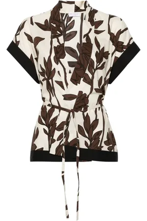 Brunello Cucinelli Bluse mit Blatt-Print