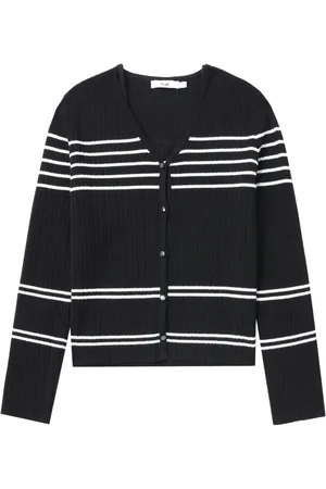 B+AB Gestreifter Cardigan mit V-Ausschnitt