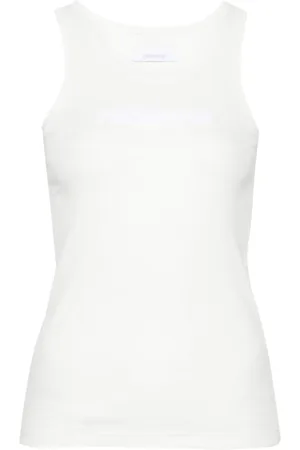 Paco rabanne Geripptes Trägershirt mit Logo-Patch