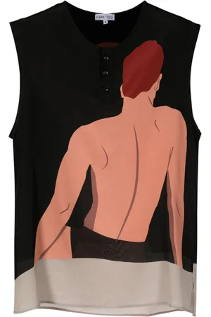 AMIR SLAMA Seiden-Tanktop mit grafischem Print