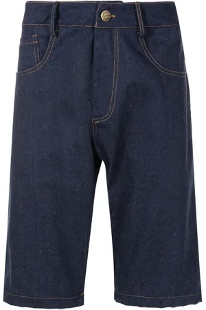 AMIR SLAMA Jeans-Shorts mit Logo-Patch