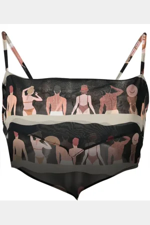 AMIR SLAMA Cropped-Top mit grafischem Print