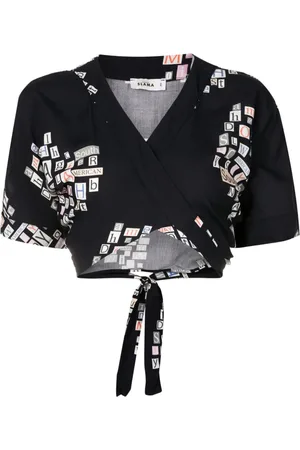 AMIR SLAMA Cropped-Top mit grafischem Print