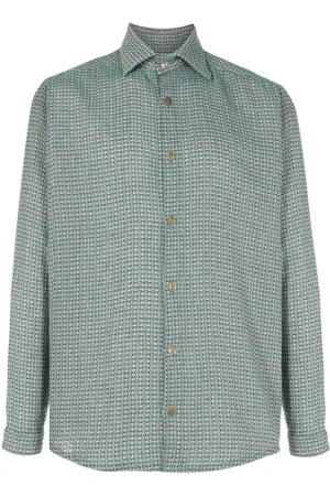 AMIR SLAMA Jacquard-Hemd mit Logo-Gravur