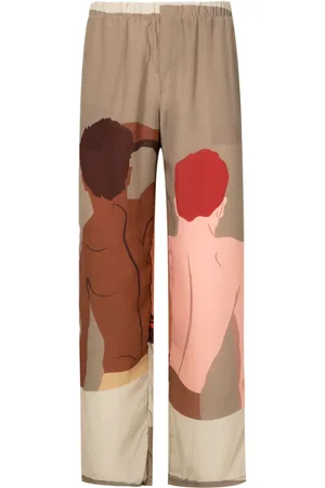 AMIR SLAMA Straight-Leg-Hose mit Print