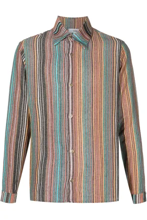 AMIR SLAMA Gestreiftes Jacquard-Hemd