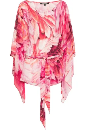 Roberto Cavalli Kurzer Kaftan mit Gefieder-Print