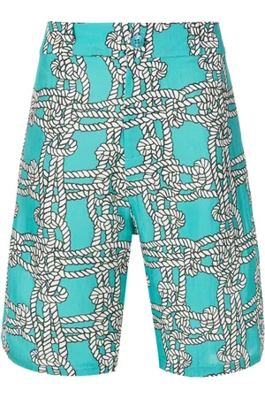 AMIR SLAMA Shorts aus Leinengemisch mit Knoten-Print