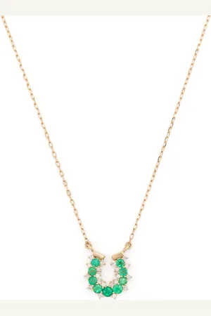 Adina Reyter 14kt Horseshoe Gelbgoldhalskette mit Diamant-Anhänger