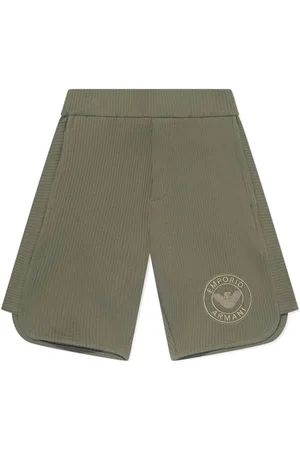 Emporio Armani Gerippte Shorts mit Logo-Stickerei