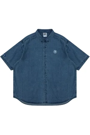 A Bathing Ape Jeanshemd mit Logo-Applikation